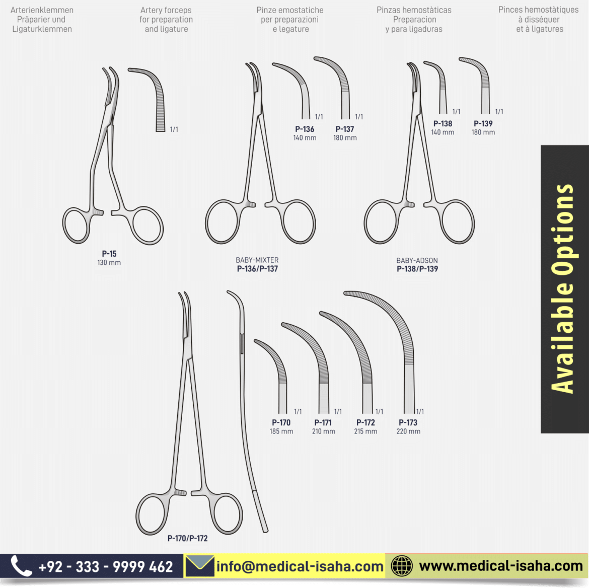 Artery forceps for preparation and ligature plastic surgery ISAHA