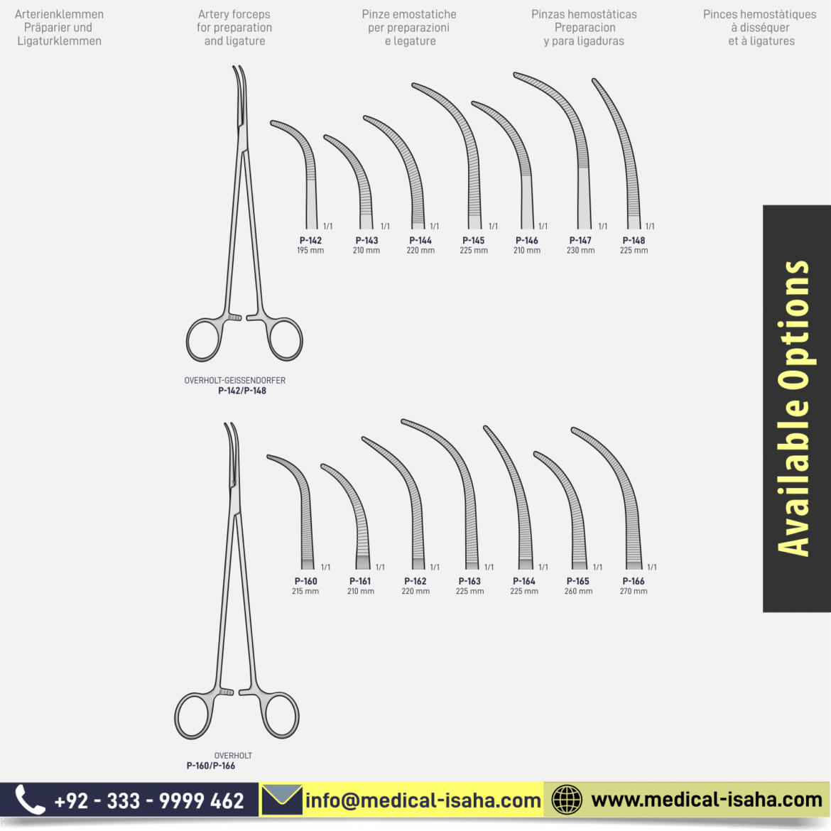 Artery forceps for preparation and ligature plastic surgery ISAHA