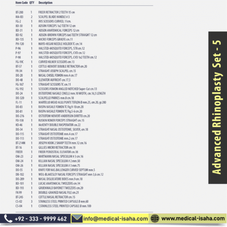 Advanced Rhinoplasty set - 5 or Rhinoplasty Surgery Instruments Set