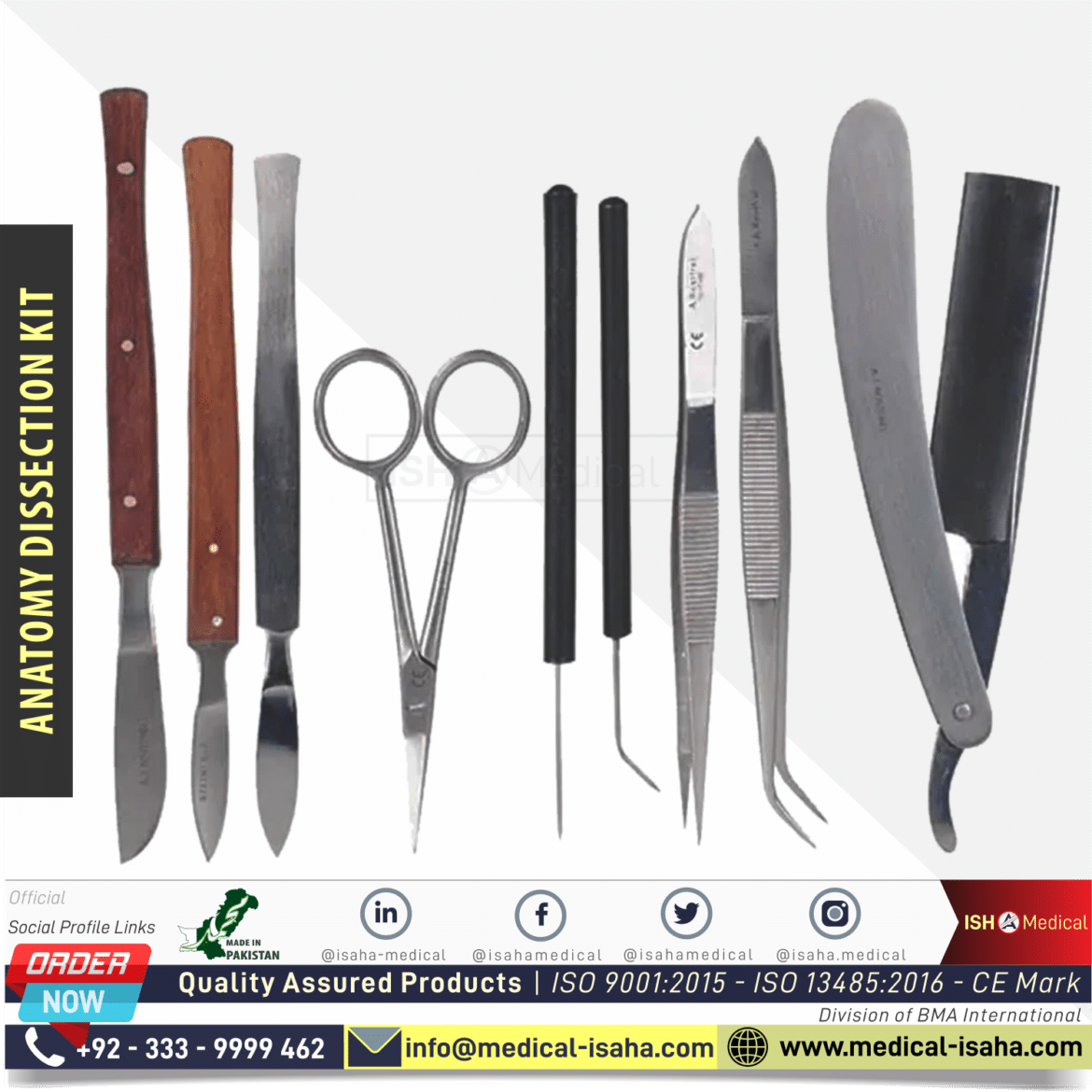 Anatomy Dissection SET 9 pcs handmade tools ISAHA Medical